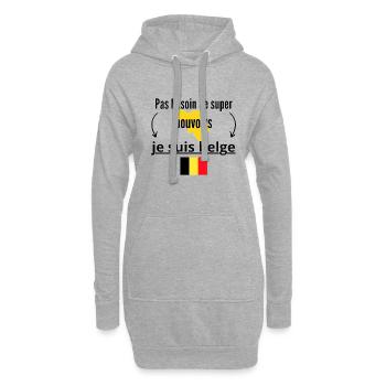 Je suis belge - Sweat-shirt à capuche long Femme - gris chiné - Devant