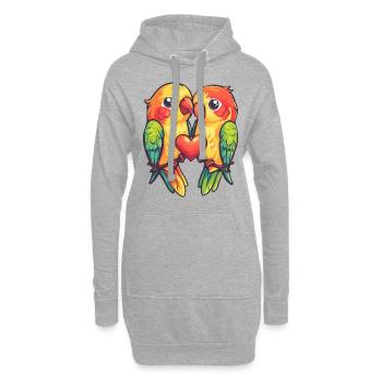 Perroquet Couple Amour Couple Amoureux - Sweat-shirt à capuche long Femme - gris chiné - Devant