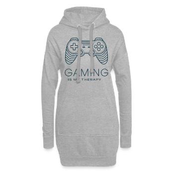 Gaming is my Therapy – Minimalistischer Controller - Hoodie-Kleid - Grau meliert - Vorne