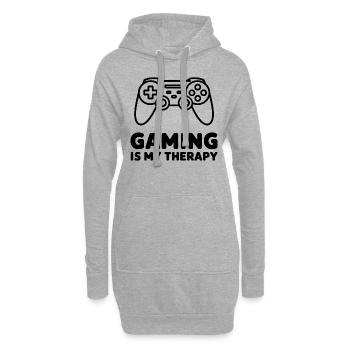 Le jeu est ma thérapie – Manette minimaliste - Sweat-shirt à capuche long Femme - gris chiné - Devant