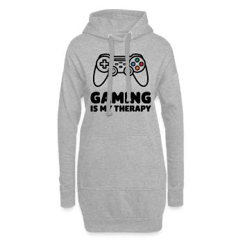 Le jeu est ma thérapie – Manette minimaliste - Sweat-shirt à capuche long Femme - gris chiné - Devant
