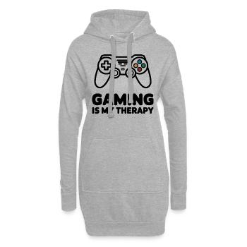 Le jeu est ma thérapie – Manette minimaliste - Sweat-shirt à capuche long Femme - gris chiné - Devant