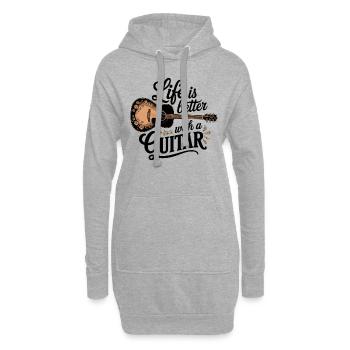 Life is Better with a Guitar – Akustikgitarre - Hoodie-Kleid - Grau meliert - Vorne