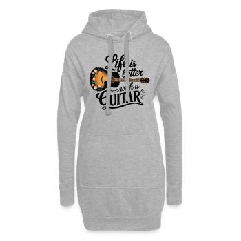 Life is Better with a Guitar – Akustikgitarre - Hoodie-Kleid - Grau meliert - Vorne