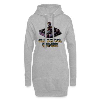 Old School Gamer – Retro-Joystick - Hoodie-Kleid - Grau meliert - Vorne