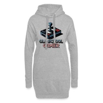 Old School Gamer – Retro-Joystick - Hoodie-Kleid - Grau meliert - Vorne