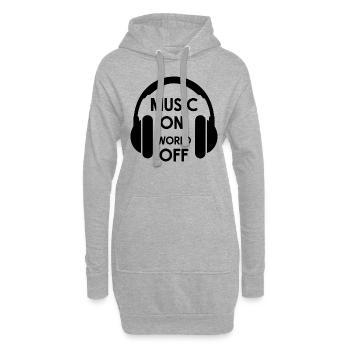 Music On, World Off – Minimalistische Kopfhörer - Hoodie-Kleid - Grau meliert - Vorne
