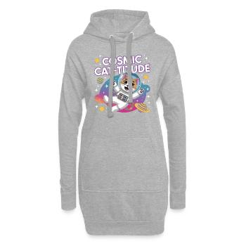 Cosmic Cat-titude – Intergalaktische Katzenpower - Hoodie-Kleid - Grau meliert - Vorne