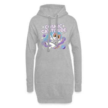 Cosmic Cat-titude – Intergalaktische Katzenpower - Hoodie-Kleid - Grau meliert - Vorne