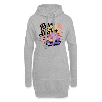 Retro Roller Skates – 80s Vibes - Hoodie-Kleid - Grau meliert - Vorne