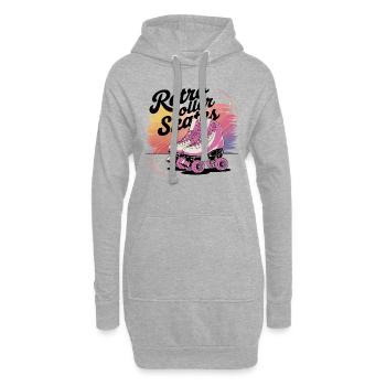 Retro Roller Skates – 80s Vibes - Hoodie-Kleid - Grau meliert - Vorne