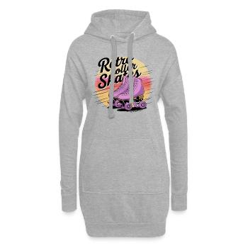 Retro Roller Skates – 80s Vibes - Hoodie-Kleid - Grau meliert - Vorne