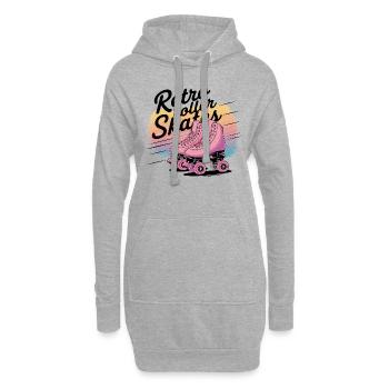 Retro Roller Skates – 80s Vibes - Hoodie-Kleid - Grau meliert - Vorne
