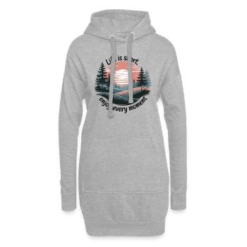 La vie est courte – profitez de chaque instant - Sweat-shirt à capuche long Femme - gris chiné - Devant