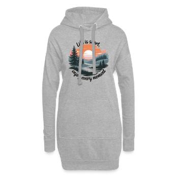 La vie est courte – profitez de chaque instant - Sweat-shirt à capuche long Femme - gris chiné - Devant