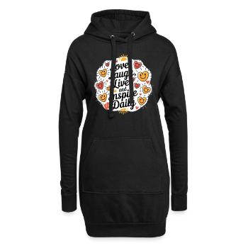 Love, Laugh, Live, and Inspire Daily - Hoodie-Kleid - Schwarz - Vorne