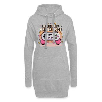 Montée de niveau – Mode joueur - Sweat-shirt à capuche long Femme - gris chiné - Devant