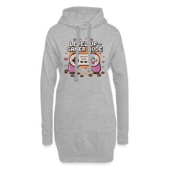 Montée de niveau – Mode joueur - Sweat-shirt à capuche long Femme - gris chiné - Devant
