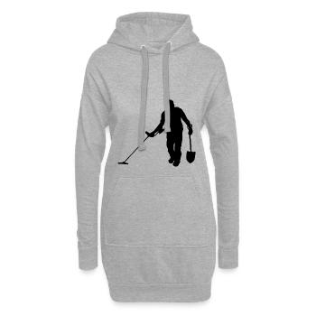 Auf der Suche nach dem Schatz mit Metalldetektor - Hoodie-Kleid - Grau meliert - Vorne
