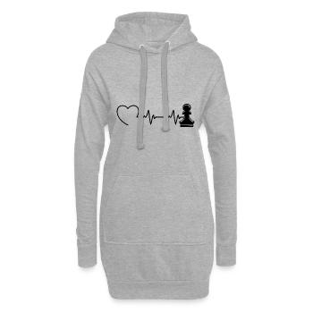 Schach Schachfigur Schachspieler EKG Schachmatt - Hoodie-Kleid - Grau meliert - Vorne