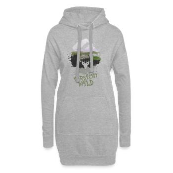 Vorsicht Wild,Hirsch, Geweih, hirschgeweih, natur - Hoodie-Kleid - Grau meliert - Vorne