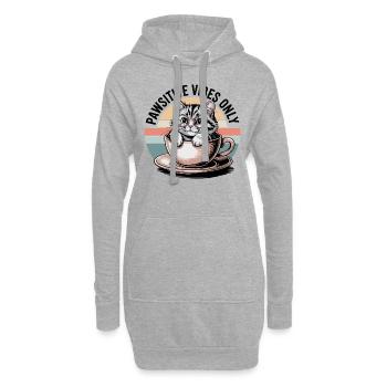 Pawsitive Vibes Only – Cat in a Cup - Hoodie-Kleid - Grau meliert - Vorne