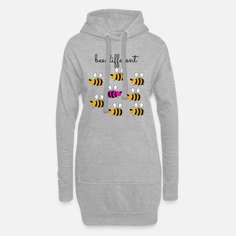 bee different - sei anders - sei du selbst - Biene - Hoodie-Kleid - Grau meliert