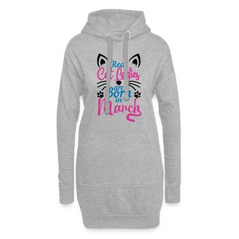 Les vraies dames de chat naissent en mars, les femmes d’anniversaire - Sweat-shirt à capuche long Femme - gris chiné - Devant