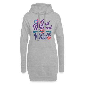 Gerade geheiratet vor 10 Jahren, 10. Hochzeitstag - Hoodie-Kleid - Grau meliert - Vorne