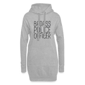 « L’officier de police Badass | Police » - Sweat-shirt à capuche long Femme - gris chiné - Devant