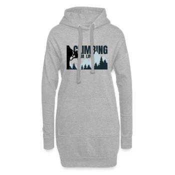 Climbing for life - Klettern Bergsteigen Berge - Hoodie-Kleid - Grau meliert - Vorne
