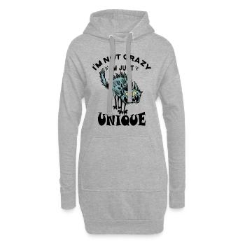 Ich bin nicht verrückt, ich bin nur einzigartig - Hoodie-Kleid - Grau meliert - Vorne