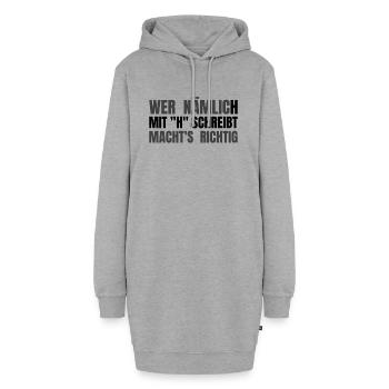 Wer nämlich mit "h" schreibt - Lehrer Deutsch Lk - Hoodie-Kleid - Grau meliert - Vorne
