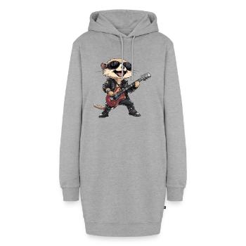 Heavy Metal Meerkat Rocker with Guitar - Hoodie Dress - heather grey - Front