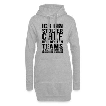 Ich bin stolzer Chef des besten Teams - Spruch - Hoodie-Kleid - Grau meliert - Vorne
