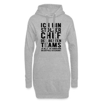 Ich bin stolzer Chef des besten Teams - Spruch - Hoodie-Kleid - Grau meliert - Vorne