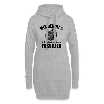 Mir reicht's ich geh zu meinen Fossilien - Hoodie-Kleid - Grau meliert - Vorne