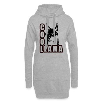 Cooles Lama mit Sonnenbrille - Hoodie-Kleid - Grau meliert - Vorne