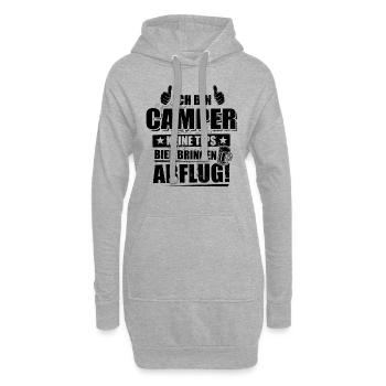 Ich bin Camper, keine Tips, Bier bringen - Abflug - Hoodie-Kleid - Grau meliert - Vorne