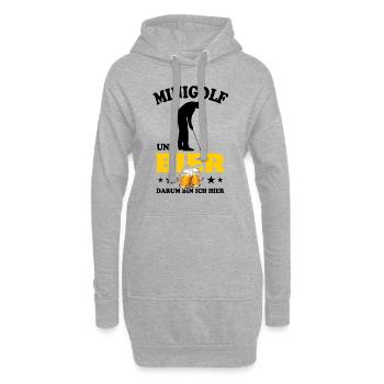 Minigolf und Bier - darum bin ich hier - Spruch - Hoodie-Kleid - Grau meliert - Vorne