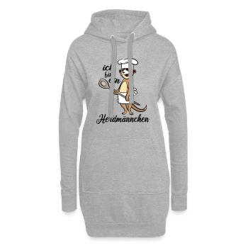Ich bin ein Herdmännchen - Erdmännchen Kochlöffel - Hoodie-Kleid - Grau meliert - Vorne