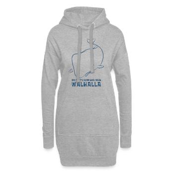 Wo geht's denn hier nach Walhalla - Wal - Spruch - Hoodie-Kleid - Grau meliert - Vorne