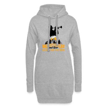 Trompete & Bier - darum bin ich hier - Hoodie-Kleid - Grau meliert - Vorne