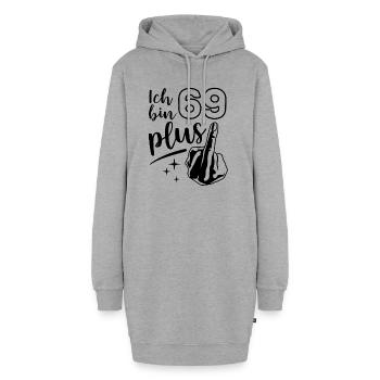 Ich bin 69 plus 1, Mittelfinger 70. Geburtstag - Hoodie-Kleid - Grau meliert - Vorne