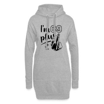 Ich bin 69 plus 1, Mittelfinger 70. Geburtstag - Hoodie-Kleid - Grau meliert - Vorne