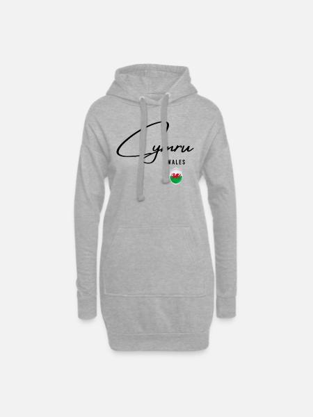 Flagge von Wales, walisischer Stolz - Hoodie-Kleid - Grau meliert