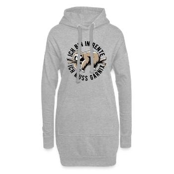 Faultier - Ich bin in Rente ich muss garnix - Hoodie-Kleid - Grau meliert - Vorne