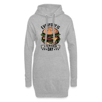 Everyday is Burger Day - Fast Food - lecker - Hoodie-Kleid - Grau meliert - Vorne
