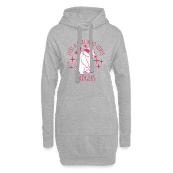 Just a girl who loves badgers - Cartoon - Hoodie-Kleid - Grau meliert - Vorne