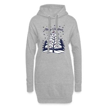 Joyeux Noël - Arbre de Noël et oiseau - Sweat-shirt à capuche long Femme - gris chiné - Devant